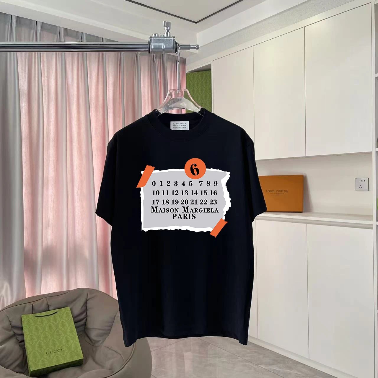 Maison Margiela T-shirt Chest Number and Letter Print logo round Neck Short Sleeve25ss New Pure Cotton Unisex Style T T-shirt OS Loose Fit Base Shirt Half Sleeve T-Shirt Top Half Sleeve