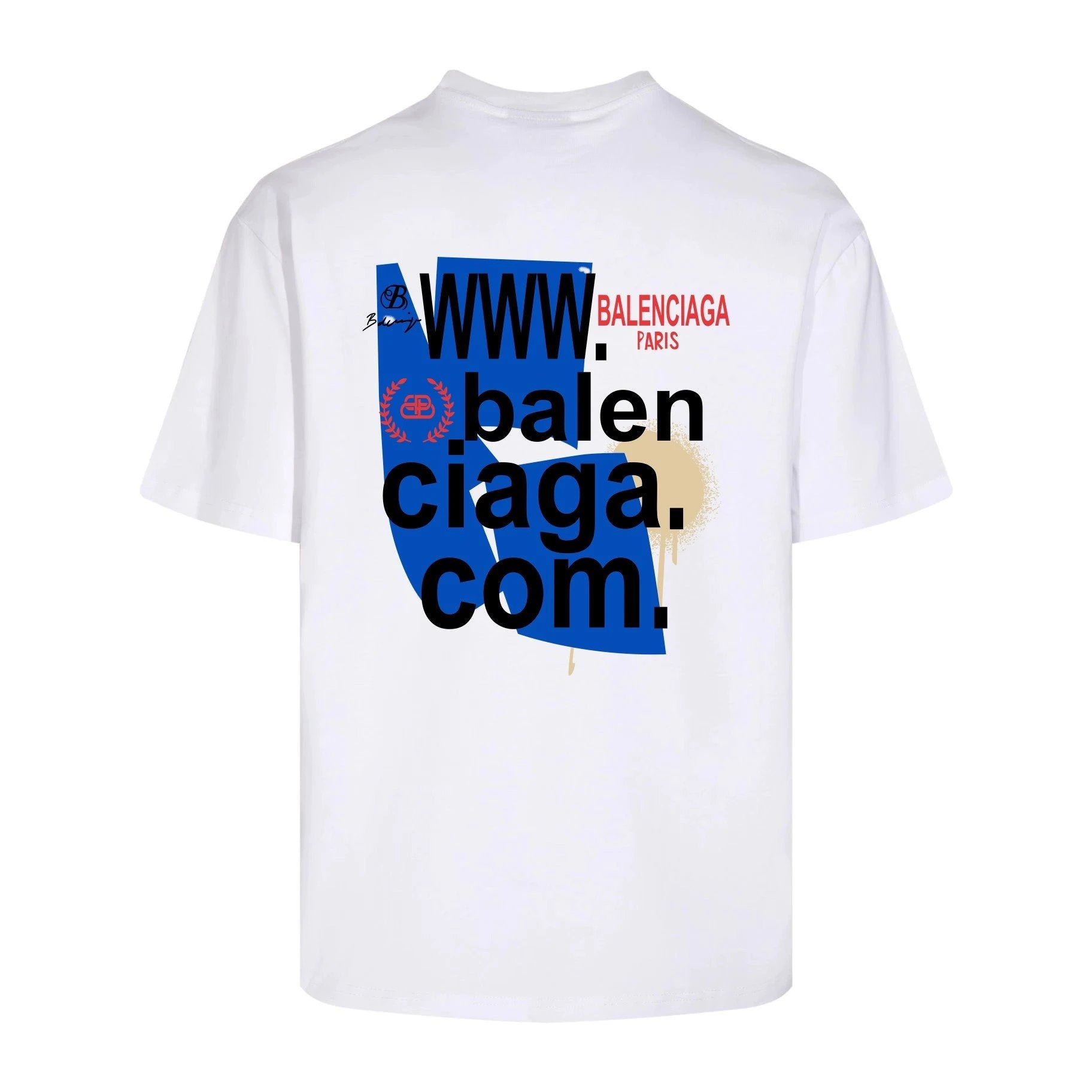 Balenciaga T-shirt Back with URL Letter Print logo round Neck Short Sleeve25ss New pure cotton T Unisex T-Shirt OS Loose Fit Base Shirt Top Half Sleeve T-Shirt