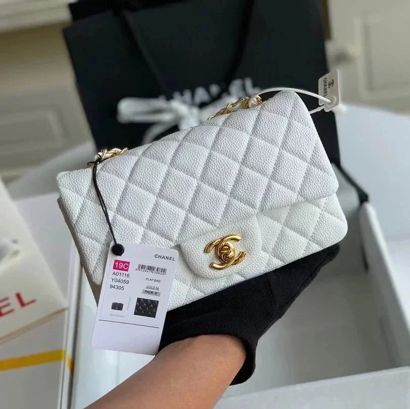 Chanel Women's Bag Top version 【Surrogate Shopping Version Genuine Goods Leather】l Classic CF Large Package mini20cm1116CF Fang Fat Flap Bag Original Sheepskin Women's Bag Chain Bag Crossbody Bag Caviar Cowhide CF20cm