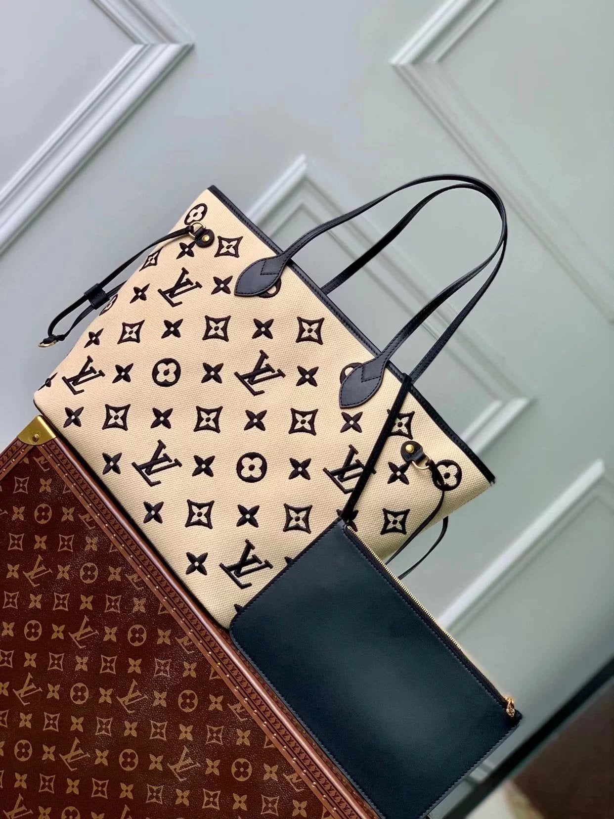 Louis Vuitton LV Women's Bag Top version 2023New Shopping Bag Women's Bag M22838Neverfull Medium Handbag BythePool Series Canvas Mummy Bag