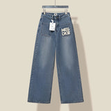 Dior Jeans Pocket Letter Towel Embroidery Straight Leg Jeans Long Pants Unisex Chocolate