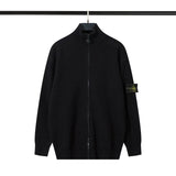 Stone Island Sweater Zipper Open Chest Collar Knitted Sweater