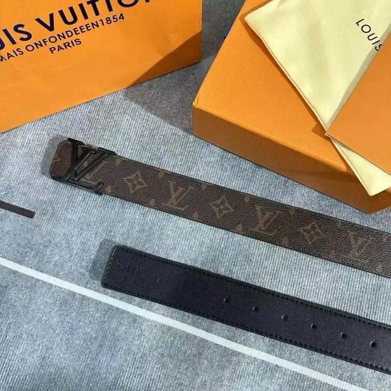 Louis Vuitton LV Belt Belt Men's Light Luxury Cowhide Pant Belt Big Brand High-Grade Fine Steel Letter Buckle Business Casual All-Match Genuine Leather Belt