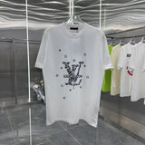 Louis Vuitton LV T-shirt Large Letter Embroidered Print on the Chest logo round Neck Short Sleeve25ss New pure cotton T Unisex T-Shirt OS Drop Shoulder Loose Fit Base Shirt Top T-Shirt Short Sleeve