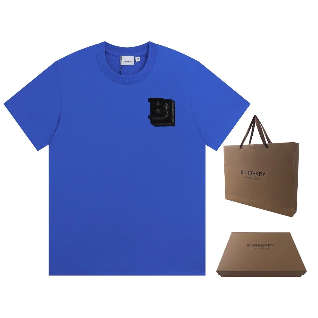 Burberry T-shirt Chest Towel Embroidery tb Embroidery logo round Neck Short Sleeve25ss New Pure Cotton Unisex Style T T-shirt OS Loose Fit Base Shirt Top Half Sleeve T-Shirt