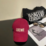 LOEWE Hat Letter Embroidery logo Baseball Cap Sun Protection Visor Cap Large Head Circumference Versatile Sports Hat Slimming Face Curved Brim Unisex Couple Style