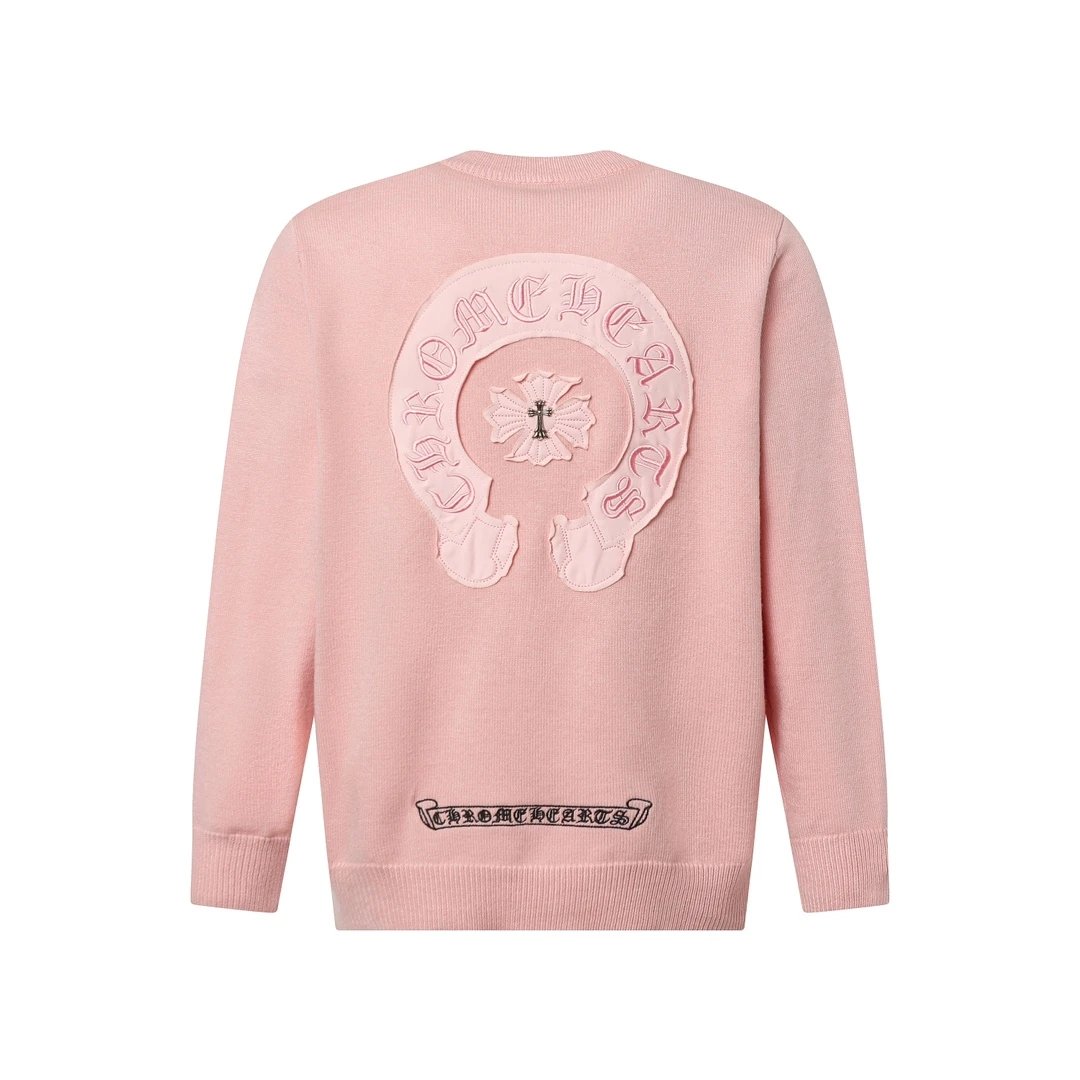 Chrome Hearts Sweater Large logo Appliqué Embroidered Round Neck Long Sleeve Sweater Slim Fit Versatile Pullover Knitwear Warm Thickened Base Shirt Unisex Inner Layer24ss Autumn and Winter New Products