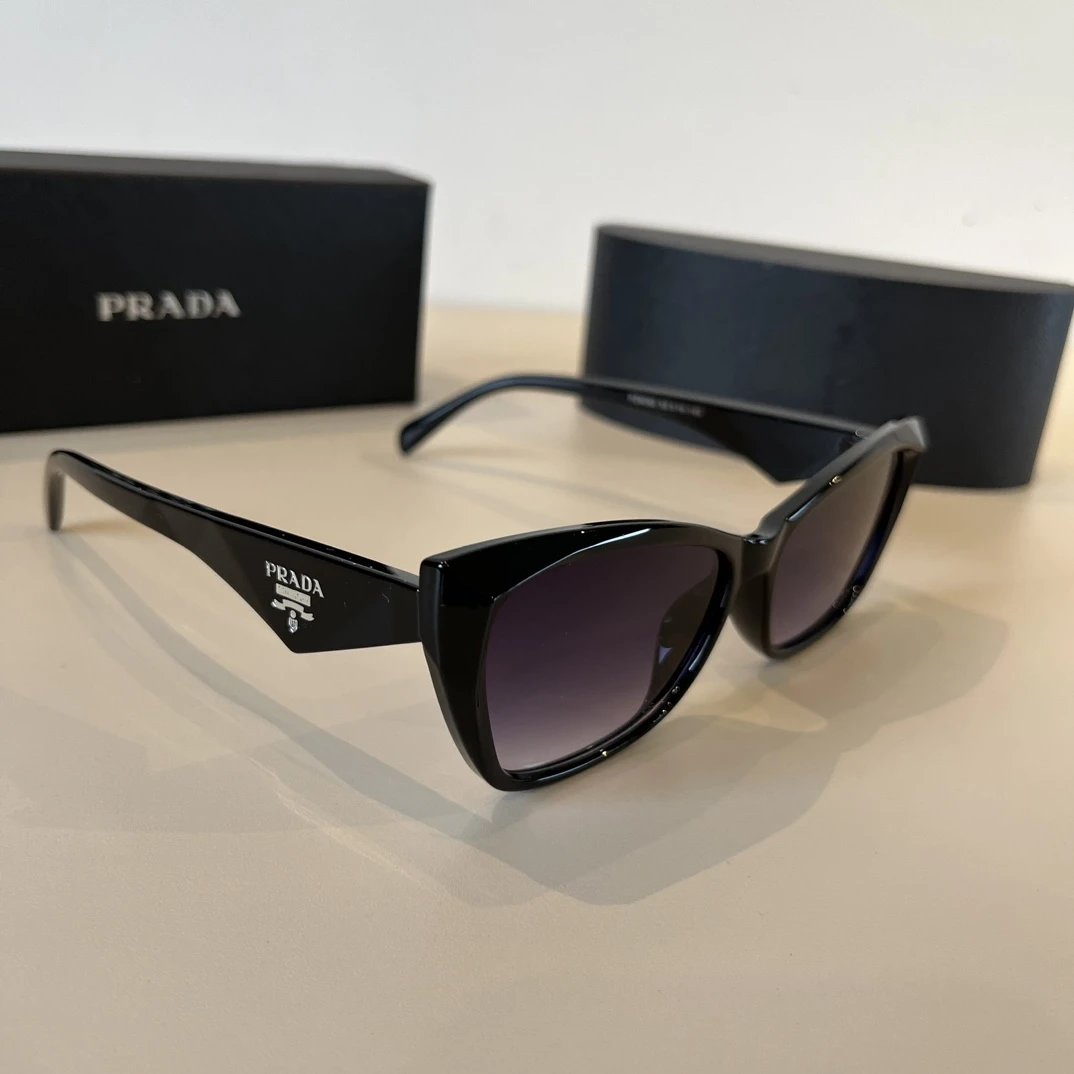 PRADA Sunglasses Letter Logo Temple Sunglasses Slimming Non-Prescription Unisex Couple Style Driving Beach Fishing UV Protection25ss New Sports Casual Versatile