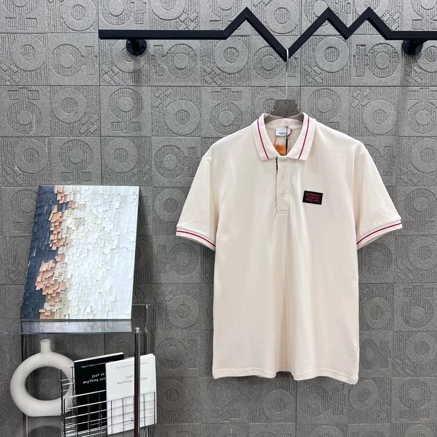 Burberry T-shirt Patchwork Collar Letter 3D Embossed Print logoPOLO Shirt Lapel Short Sleeve25ss New Unisex Summer Short Sleeve OS Loose T Business Half Sleeve Shirt Plus Size T-Shirt