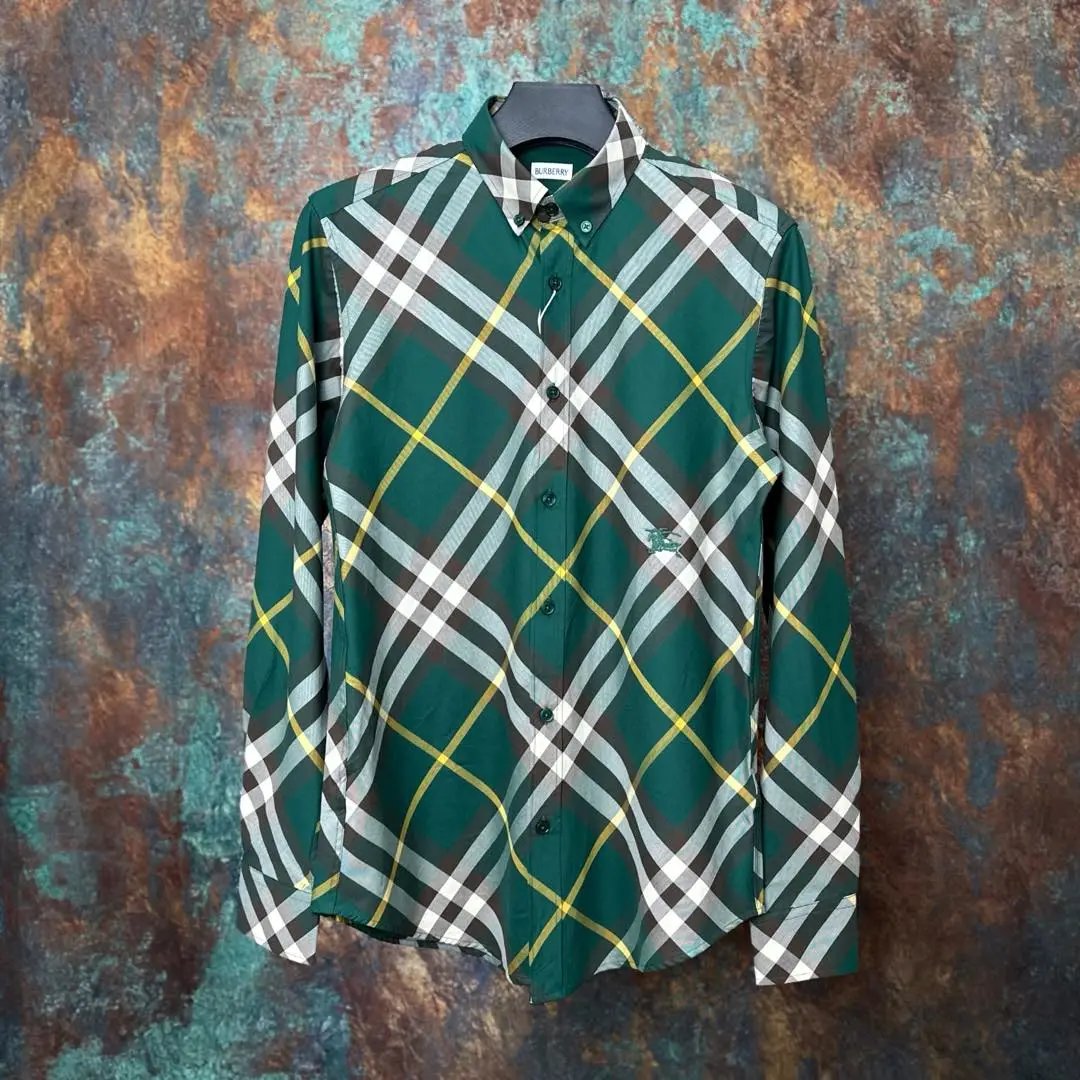 Burberry Shirt Plaid Button Long Sleeve Shirt25ss New Solid Color Vintage Plaid Striped Cotton Patchwork Striped Unisex Jacket Shirt Casual Business Versatile