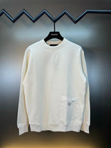 PRADA Hoodie New Classic Metal Triangle Pocket Crewneck Sweatshirt Long Sleeve Base Shirt Outerwear Trendy Unisex Sports Casual Loose Fit Versatile Autumn Winter New Arrival