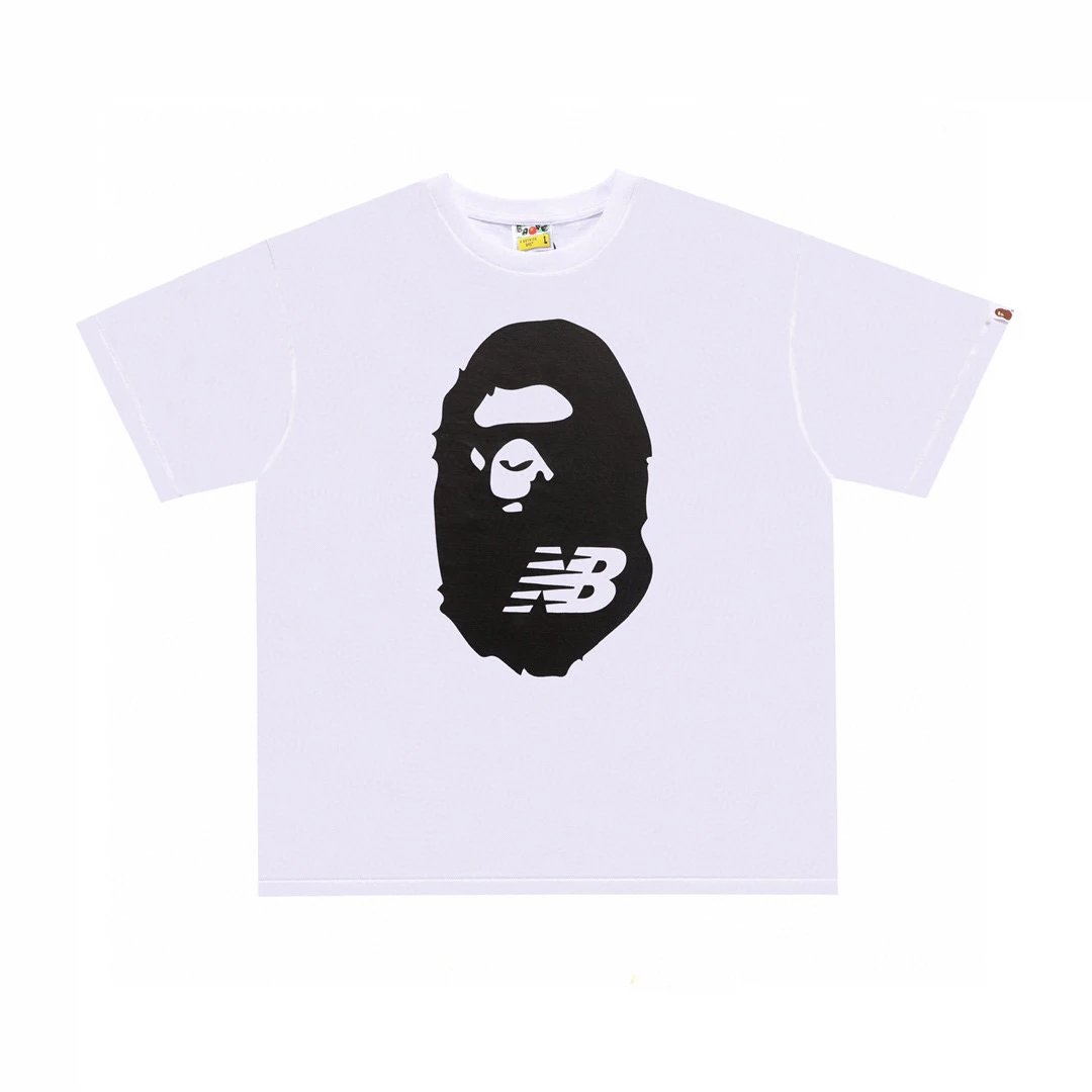 Bape T-shirt Top Version Fashion Brand Small Icon Embroidered Men's and Women's Short Sleeve T T-shirt Couple Cotton Printed round Neck Half Sleeve