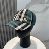 Burberry Hat Plaid logo Baseball Cap Sun Protection Visor Cap Large Head Circumference Versatile Sports Hat Slimming Face Curved Brim Unisex Couple Style