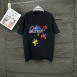 Louis Vuitton LV T-shirt Colorful Print on the Chest logo round Neck Short Sleeve25ss New Pure Cotton Unisex Style T Casual T-Shirt Base Layer Shirt OS Loose Fit Half Sleeve Top Plus Size