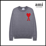 Ami Sweater Knitwear Classic round Neck Big Heart Jacquard Pullover Sweater Loose and Idle Sense Casual Couple Outfit-CY