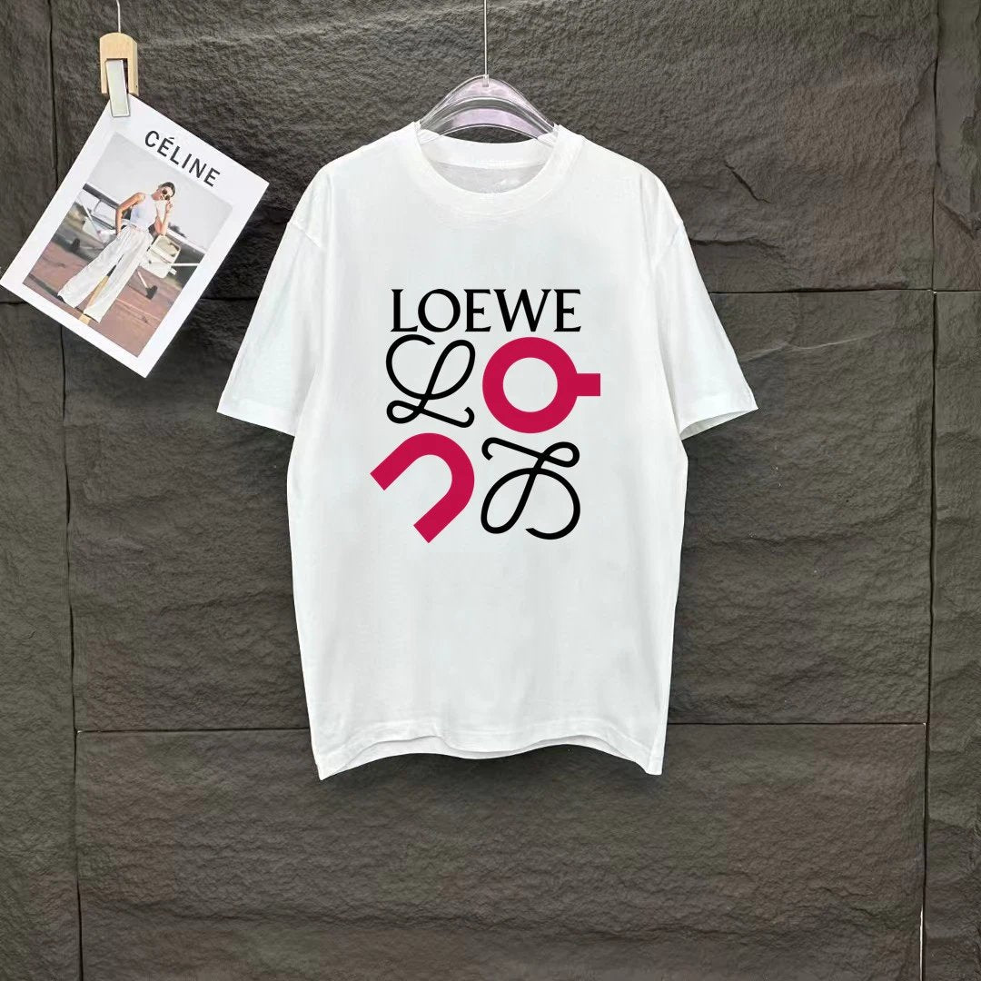 LOEWE T-shirt Digital Direct Print on Chest logo round Neck Short Sleeve25ss New Pure Cotton Unisex Style T T-shirt OS Loose Fit Base Shirt Half Sleeve T-Shirt Top Half Sleeve