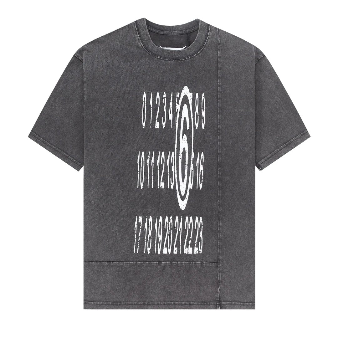 Maison Margiela T-shirt Washed Vintage Letter and Number Print logo round Neck Short Sleeve25ss New Pure Cotton Unisex Style T T-shirt OS Loose Fit Base Shirt Short Sleeve Top T-Shirt