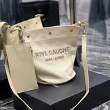 YSL Women's Bag Top version 【New Shelf Original Leather】Autumn and Winter New Counter Latest RIVEGAUCHE French Linen Bucket Bag Bucket Bag Crossbody Bag Shoulder Bag RiveGaucheToteBag Left Bank Shopping Bag Tote Bag Beach Bag Oatmeal Color Tote Bag Shoppi