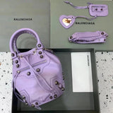 Balenciaga Bag Top version 【Counter Version Original Leather】Send a Full Set of Packaging New LeCagole Bucket Bag city Bucket Motorcycle Bag Hourglass Bag Bucket Bag Egg Bag Vegetable Basket Bag Motorcycle Rivet Bag Handbag Messenger Bag with Mirror