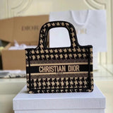 Dior Women's Bag Top version Same Style as Stars2023New Product BookTotemini Tote Bag Houndstooth Mini Small Sized Large Canvas Embroidered Shopping Bag Handbag Shoulder Bag Women's Bag