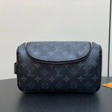 Louis Vuitton LV Wallets/Clutches Top version 【Original Leather】M11510Full Leather Black Embossed Wash Bag Series Wash Bag Cosmetic Bag Men's and Women's Bags Clutch Black Flower Men's Toiletry Bag