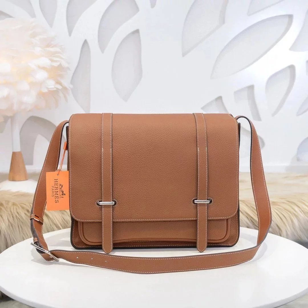 Hermes men's bag Top version High-End Men's and Women's Bags Shoulder Bag Crossbody Bag Men's and Women's Universal H Steve steve One of the Classic Masterpieces of Double-Drawer Belt, Original Factory togo Leather