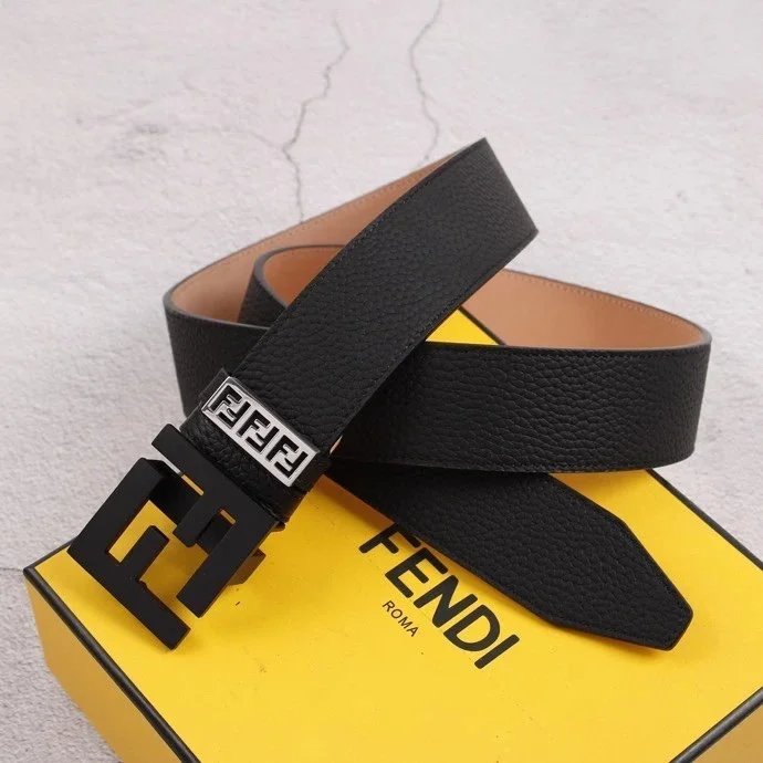 FENDI Belt Top version Belt Men's and Women's Belt Italy Imported Cowhide Leather Pure Original Leather Men's Belt Smooth Buckle Man's Belt3.8cm Wide