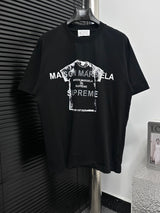 Maison Margiela T-shirt Short-sleeve Pattern Print on the Chest logo round Neck Short Sleeve25ss New pure cotton T Unisex T-Shirt OS Drop Shoulder Loose Fit Base Shirt Top T-Shirt Short Sleeve