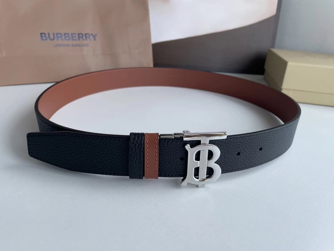 Burberry Belt Top version 【Original Custom】Original New Men's Leather Belt Width3.5cm Double-Sided Imported First Layer Calfskin Full Grain Leather Genuine Goods Quality Original Letter Rotating Buckle Counter Full Set Gift Box Packaging B Home Belt Ferra
