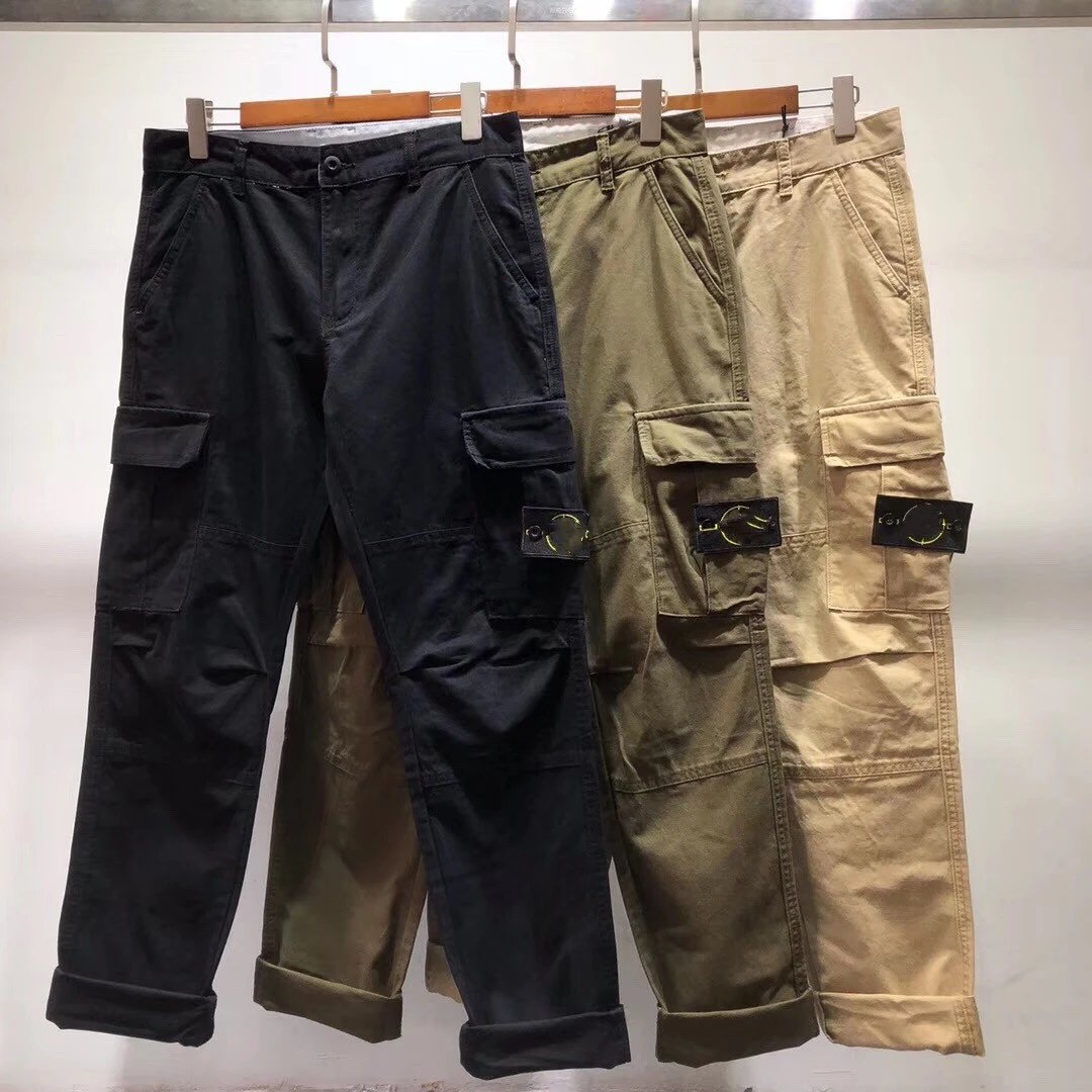 Stone Island Overalls European and American Fashion Brand Basic Style Multi-Pocket Solid Color Overalls Loose plus Size Casual Pants