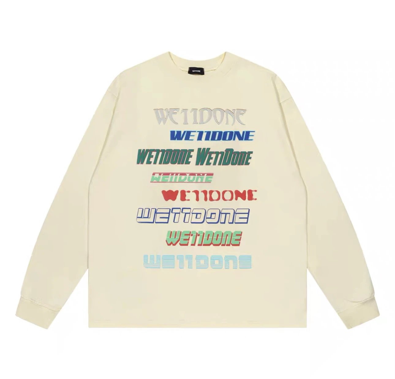 We11done Hoodie Top Version for Men and Women LOGO Cotton Long Sleeve T Shirt Bottoming Shirt