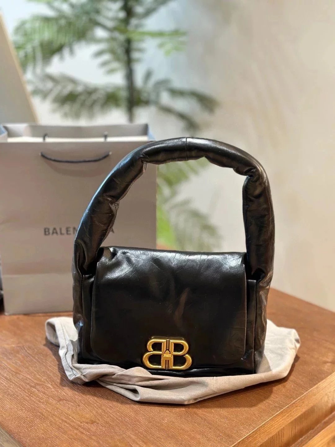 Balenciaga Bag Top version A Women's Bag2024New Summer Products MONACO Handbag Oil Wax Cowhide hobo Underarm Bag Shoulder Bag