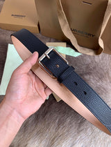 Burberry Belt Top version 【Full Package】New Men's Leather Belt Width3.5cm Double-Sided Imported First Layer Calfskin Full Grain Leather Genuine Goods Quality Original Factory Pin Buckle Letters Rotating Buckle Counter Full Set Gift Box Packaging B Home Be