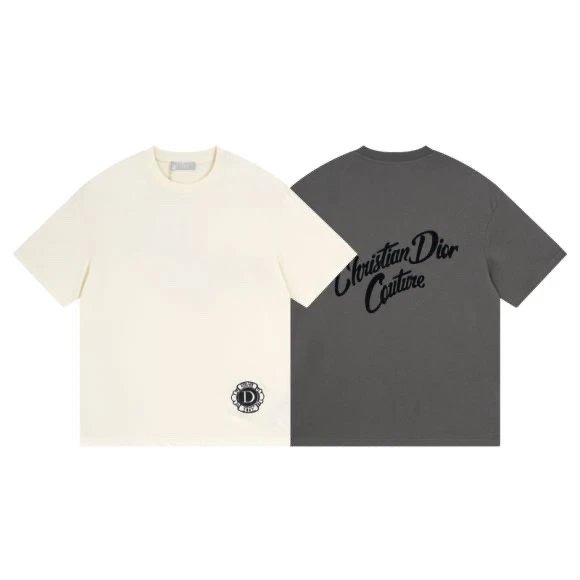 Dior T-shirt 25ss New Pure Cotton Unisex Style T T-shirt OS Loose Fit Base Shirt Top Half Sleeve T-Shirt
