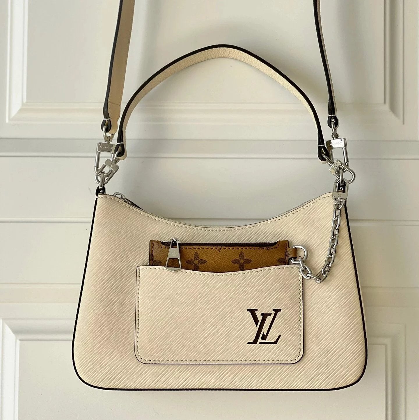 Louis Vuitton LV Women's Bag Top version 【Overseas Inspection-Free Edition】M21091M20999M20998Water Ripple Series MARELLINI Handbag Messenger Women's Bag Three-in-One Croissant Moon Bag Mahjong Bag Shoulder Bag Messenger Bag Handbag Hand Bag
