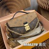 Louis Vuitton LV Women's Bag Top version 【Tax-Free Chip Version MB Version All-Steel Hardware】2022New Women's Bag METISEASTWEST Messenger Chain Bag Double Chain Small Mailman Bag Presbyopic Shoulder Messenger Bag Handbag M46279