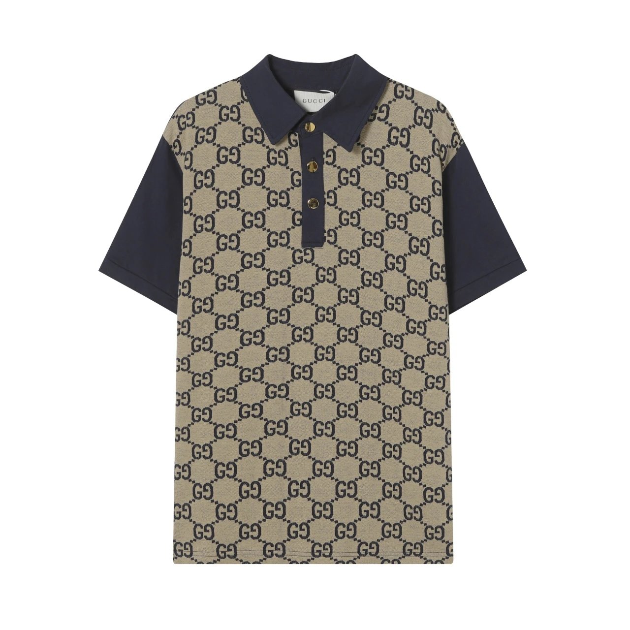 Gucci T-shirt Color Block Jacquard logoPOLO Shirt Lapel Short Sleeve25ss New Unisex Summer Short Sleeve OS Loose T Business Half Sleeve Shirt Plus Size T-Shirt