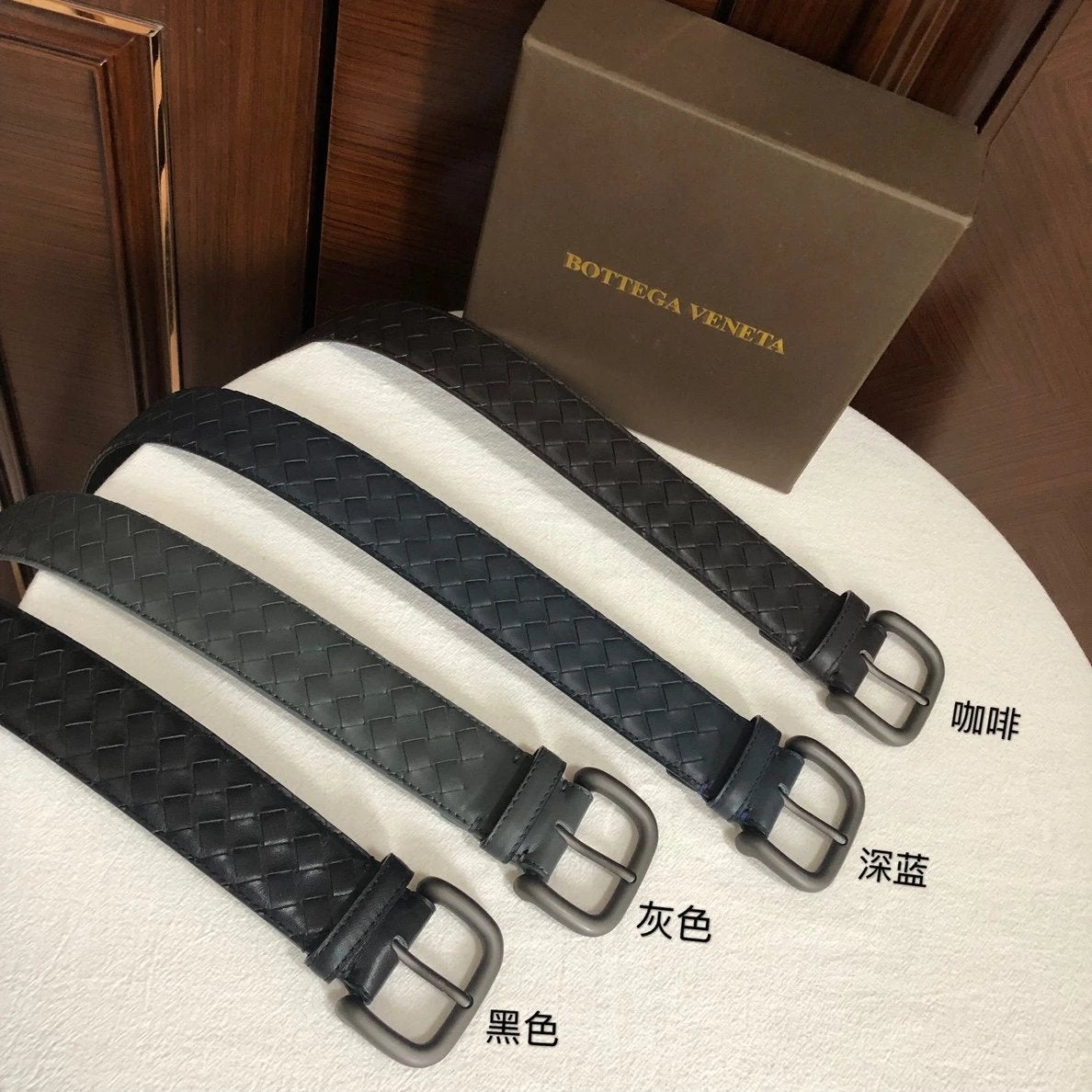 Bottega Veneta Belt 【Counter Original Customization】Original Order Men's Belt Width3.8cm SF Free Shipping Genuine Goods Quality Counter Full Set of Packaging Boutique Square Pin Buckle Selected First Layer Calf Skin Counter New Woven Handmade Woven with F