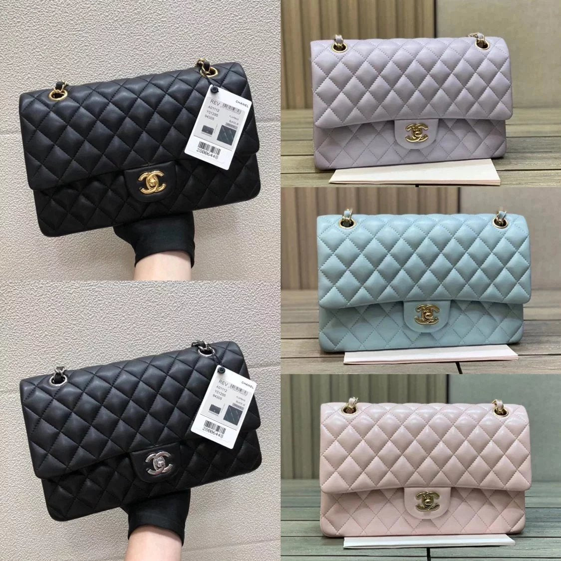 Chanel Women's Bag Top version 【Surrogate Shopping Edition Premium】Chip Version Classic CF Flap Bag Macaron Color Series Spring and Summer New Color Medium25cm Small Size20cm Chain Bag Crossbody Bag Shoulder Bag Women's Bag All Steel Hardware CF Medium25c