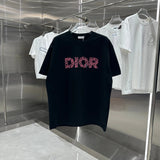 Dior T-shirt Unique Chest Print logo round Neck Short Sleeve25ss New Pure Cotton Unisex Style T T-shirt OS Loose Fit Base Shirt Short Sleeve T-Shirt Top