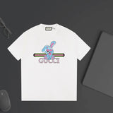 Gucci T-shirt Cartoon Rabbit Print on the Chest logo round Neck Short Sleeve25ss New Pure Cotton Unisex Style T T-shirt OS Loose Fit Base Shirt Top Half Sleeve T-Shirt