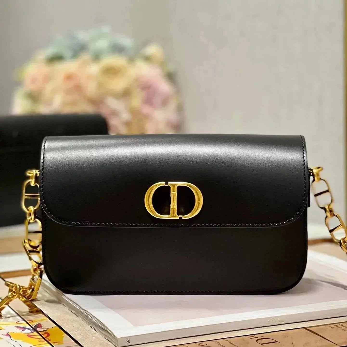 Dior Women's Bag Top version 【Version】2023New Montaigne30MontaigneAvenue Handbag Chain Version Montian Messenger Bag Shoulder Bag Clutch Cattle Leather Bag Women's Bag