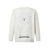 Chrome Hearts Sweater Large logo Appliqué Embroidered Round Neck Long Sleeve Sweater Slim Fit Versatile Pullover Knitwear Warm Thickened Base Shirt Unisex Inner Layer24ss Autumn and Winter New Products