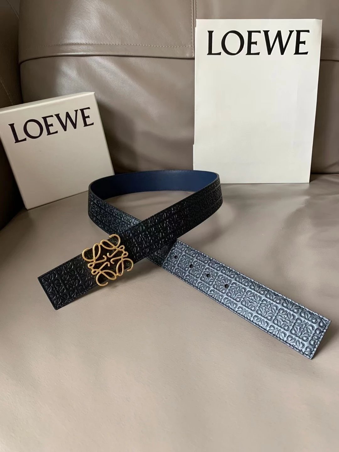 LOEWE Belt Top version Belt Genuine Cattlehide Leather Surface Original Single Original Single Double-Sided First Layer Original Cowhide4.0Men's Leather Belt Man's Belt Men's Belt Business Casual Pants Belt Men's Business Casual Belt Belt Men's High-End B