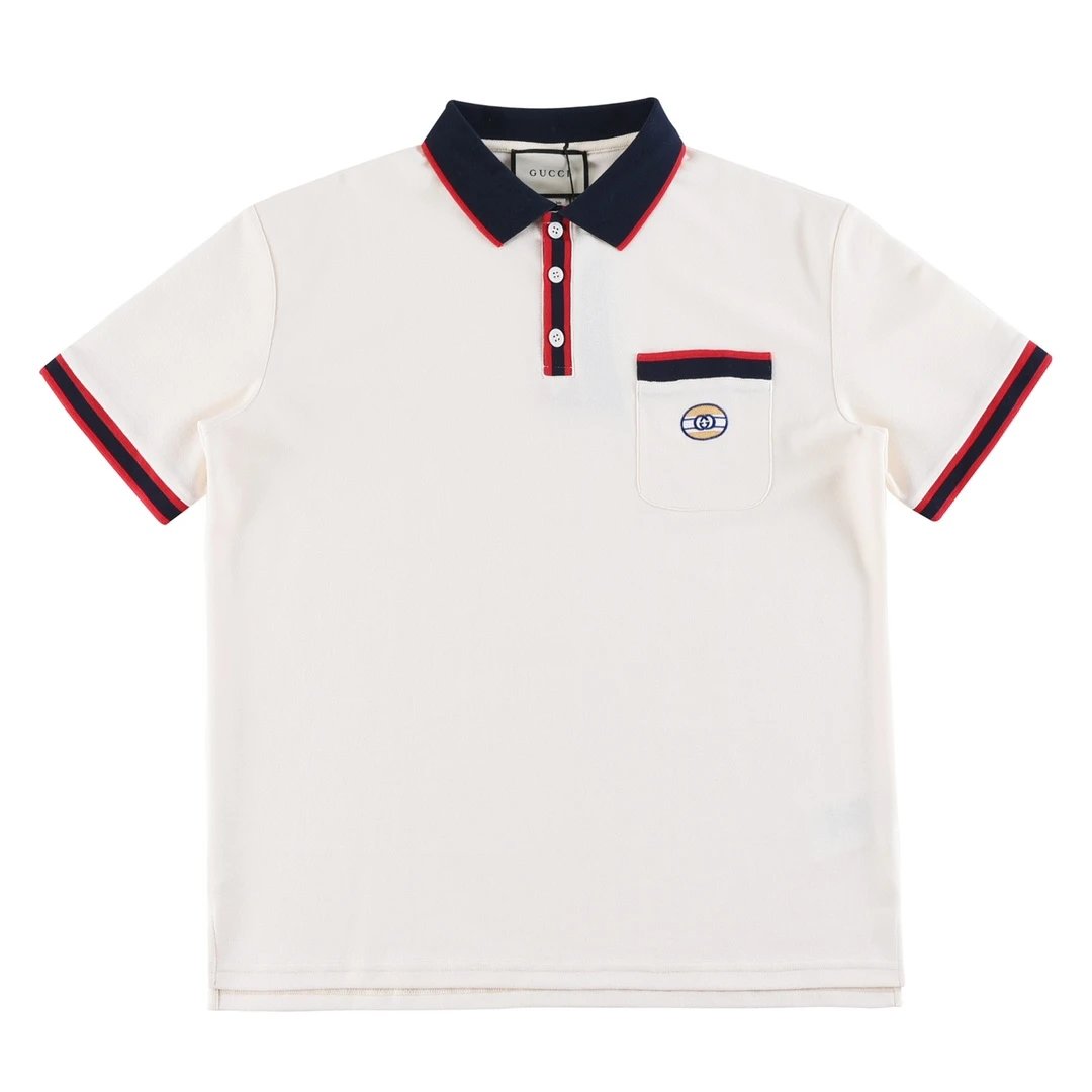 Gucci T-shirt Chest Pocket Letters logo Embroidery POLO Shirt Lapel Short Sleeve25ss New Unisex Summer Short Sleeve OS Loose T Business Half Sleeve Shirt Plus Size T-Shirt