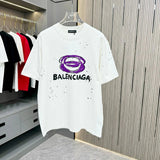 Balenciaga T-shirt Double Ring Print on the Chest logo round Neck Short Sleeve25ss New pure cotton T Unisex T-Shirt OS Drop Shoulder Loose Fit Base Shirt Top T-Shirt Short Sleeve