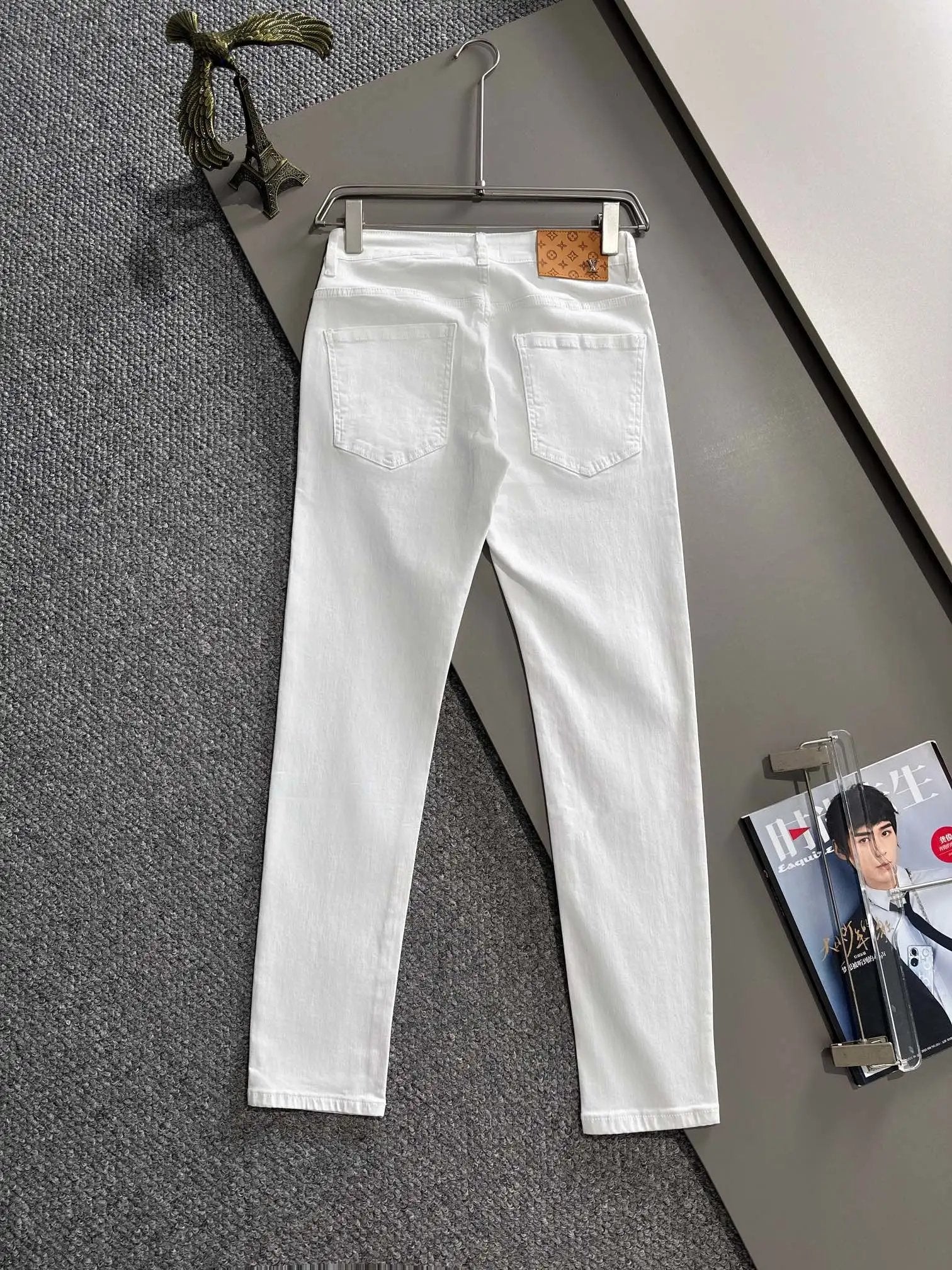 Louis Vuitton LV Jeans Back Waist Leather Label Hardware logo25ss Spring Summer New Straight Slim Fit Jeans High Waist Unisex Loose Fit Long Pants