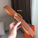 Hermes Belt Top version Men and Women Imported Belt togo Leather Two-Sided Belt Stainless Steel Hardware Belt H Belt Loop Smooth Belt Loop Business Casual All-Match H Buckle Belt
