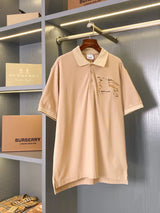 Burberry T-shirt Chest Plaid Equestrian Knight Emblem logoPOLO Shirt Lapel Short Sleeve25ss New Unisex Summer Short Sleeve OS Loose T Business Half Sleeve Shirt Plus Size T-Shirt