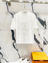 LOEWE T-shirt Large Chest Logo Embroidery logo round Neck Short Sleeve25ss New Pure Cotton Unisex Style T T-shirt OS Loose Fit Base Shirt Top Half Sleeve T-Shirt